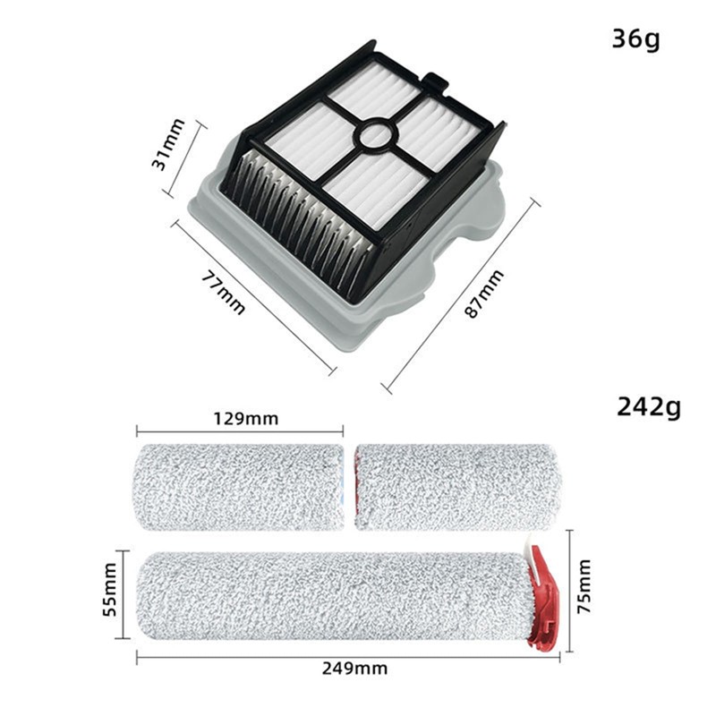 HMHAMA 3 Pack Soft Main Roller Brushes for Roborock Dyad