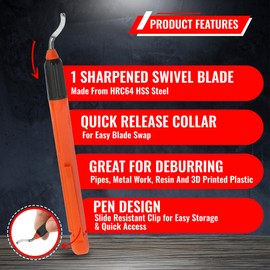 AFA Tooling - Deburring Tool with High Speed Steel Blade - Works on Metal, Resin, PVC Pipes, Copper, Plastic and 3D Printed Edges - Plumbing & 3D Printing Burr Removal Reamer Tool