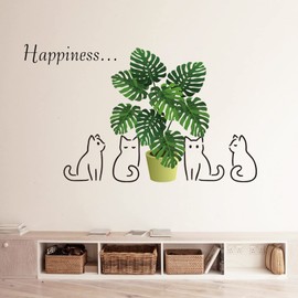 Condessacity ウォールステッカー 猫 植物 おしゃれ 北欧 ウォールシール 観葉植物 鉢植え ウォールすてっかー 蝶 鳥 モンステラ 鳥かご 壁に貼る 壁シール 剥がせる ウォールペーパー DIY wall sticker decoration