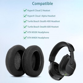 HAIZEEN Ear Pads Compatible with HyperX Cloud 2 / Alpha/Turtle Beach Stealth 400 600 / ATH M50X M40X Headphones Ear Pads Replacement Cushion (Breathable Fabric/High-Quality Foam)