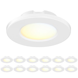 JULLISON 4 Inch LED Mini Surface Mount Light, Recessed Trim, Small Flush Mount Ceiling Light for Hallway, Bathroom, Kitchen, 120V, 60W Replacement, 5CCT Selectable, ETL, Wet Rated, White/12 Packs