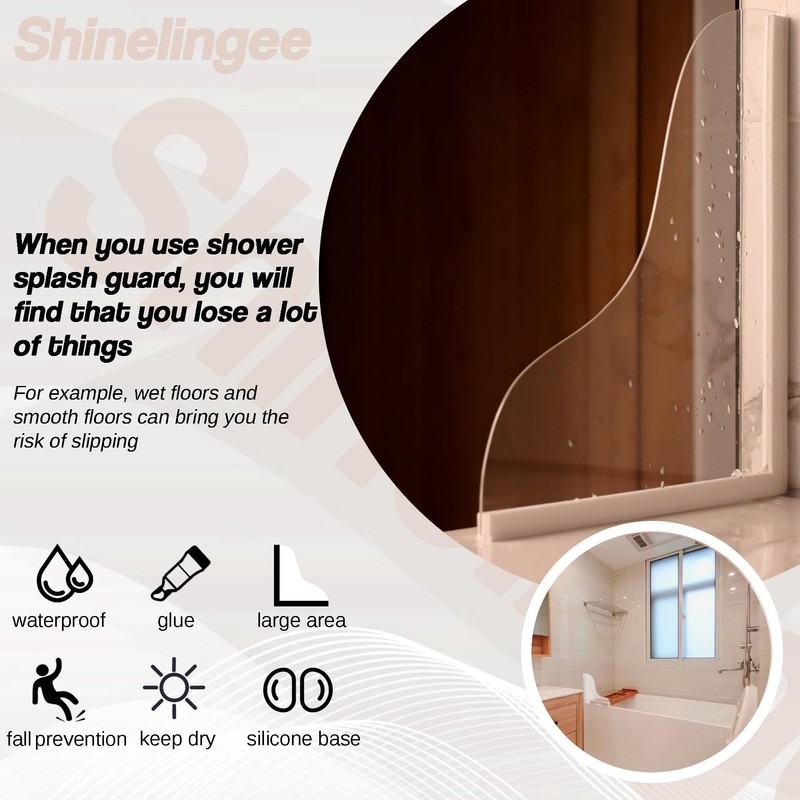 Shineligee 2 Pack Updated Shower Splash Guard, Large Splash Guards
