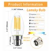 Lamsky 4-Pack 6W B22 Bayonet LED Filament Candle Light Bulb,2700K