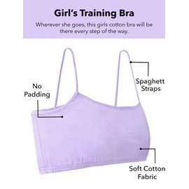 Fruit of the Loom Big Girls Cotton Training Bra, 4-Pack, White/Grey/Nude/Black/Blush Rose, Large