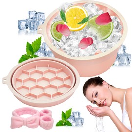 ElapseGlow 2-in-1 Silicone Face & Drink Ice Bowl - Collapsible Cryotherapy Mold for Facial Icing & Beverage Chilling, Portable Cold Plunge Basin Reduces Puffiness & Cools Drinks (Pink)