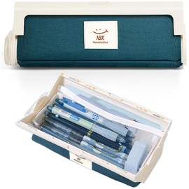 NBX NewmeBox Pencil Case, Cute Pen Pouch with Gear Opening, Clear Pen Bag, Simple Large Capacity Desk Organizer for Girls/Boys/Adults/Men/Women, School Stationery Office Supplies (Green)