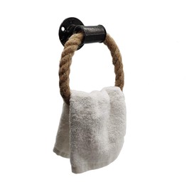 Nautical Towel Ring,Industrial Pipe Rope Towel Ring Wall Mounted Rustic Hand Towel Holder Bathroom Decor