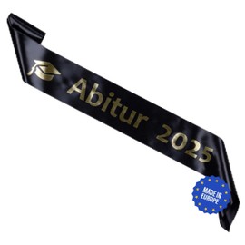 KEPI - Graduation Sash, Anniversary Year 2025, Occasional Satin Sash, Universal Size 170/10 cm, Party Decoration - Black with Gold Print