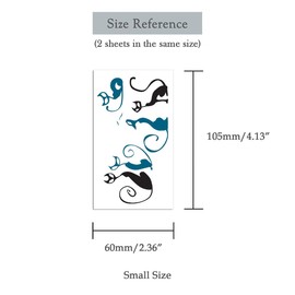 Oottati 2 Sheets Tiny Small Temporary Tattoos For Women Men Finger Hands Neck Wrist Face, Cute Long Lasting Cartoon Fake Tattoo Stickers For Kids Boys Girls Black Blue Cat Totem