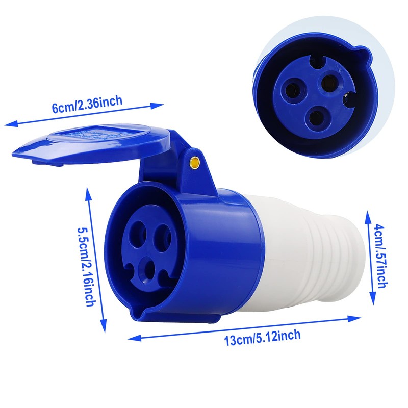 1 Pack 16Amp Socket, 240V 3-Pin Weather Proof Industrial Socket,