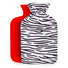 Bodico Cute Zebra Print Novelty Gift Cozy Hot Water Bottle with Cover, 2L, Black, White