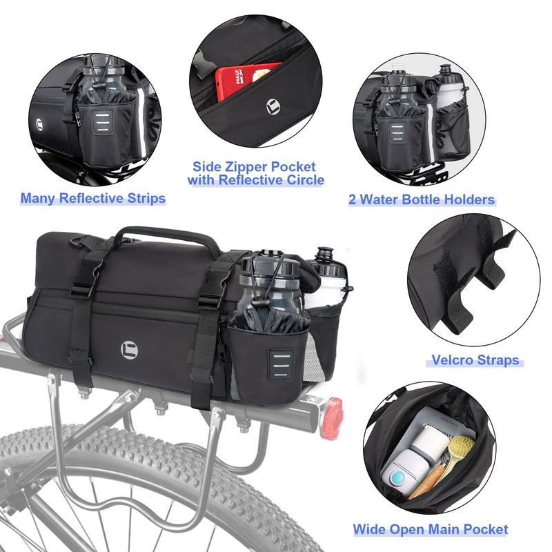 QYCHHJ Bike Rack Bag 7-10L Wide Mouth Bike Trunk Rear