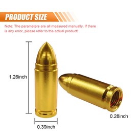 4PCS Bullet Style Car Tire Valve Stem Caps, Universal Dustproof Cover, Leak-Proof Corrosion Resistant Valve Stem Cover, Aluminium Alloy Tire Valve Caps for Most Vehicles(Gold)