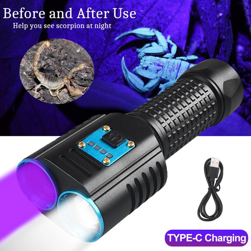 365nm UV Flashlight 2 in 1 LED White and Ultraviolet