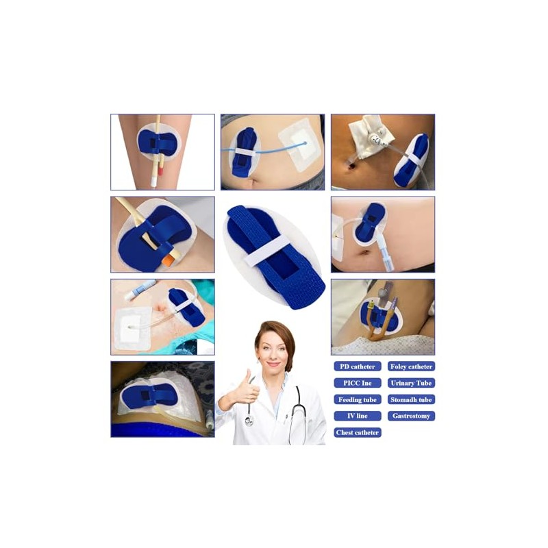 5 Catheter Stabilisation Patches for Foley, PEG and G-Tubes, Blue