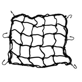 Wogomz 15"×15" Motorcycle Cargo Net, Elastic Cargo Bungee Net Strech to 30"×30", Gear Helmet Luggage Netting with 2"×2" Small Mesh & 6 Adjustable Hooks Fit for Motorcycle ATV Bike (Black)