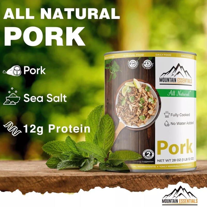 MOUNTAIN ESSENTIALS Fully Cooked Ready to Eat Canned Pork 28