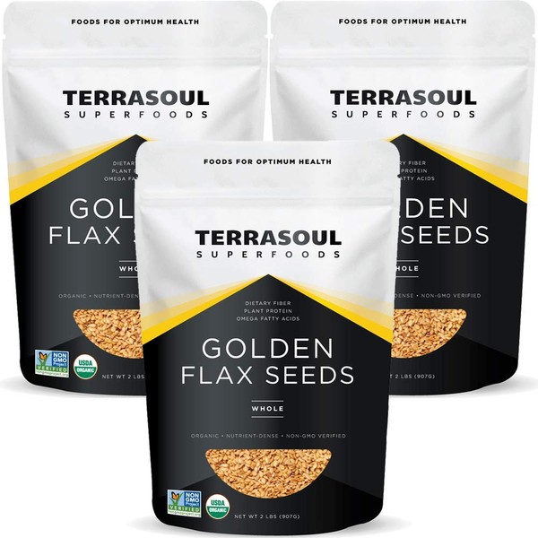 Terrasoul Superfoods Organic Golden Flax Seeds, 6 Lbs (3 Pack)