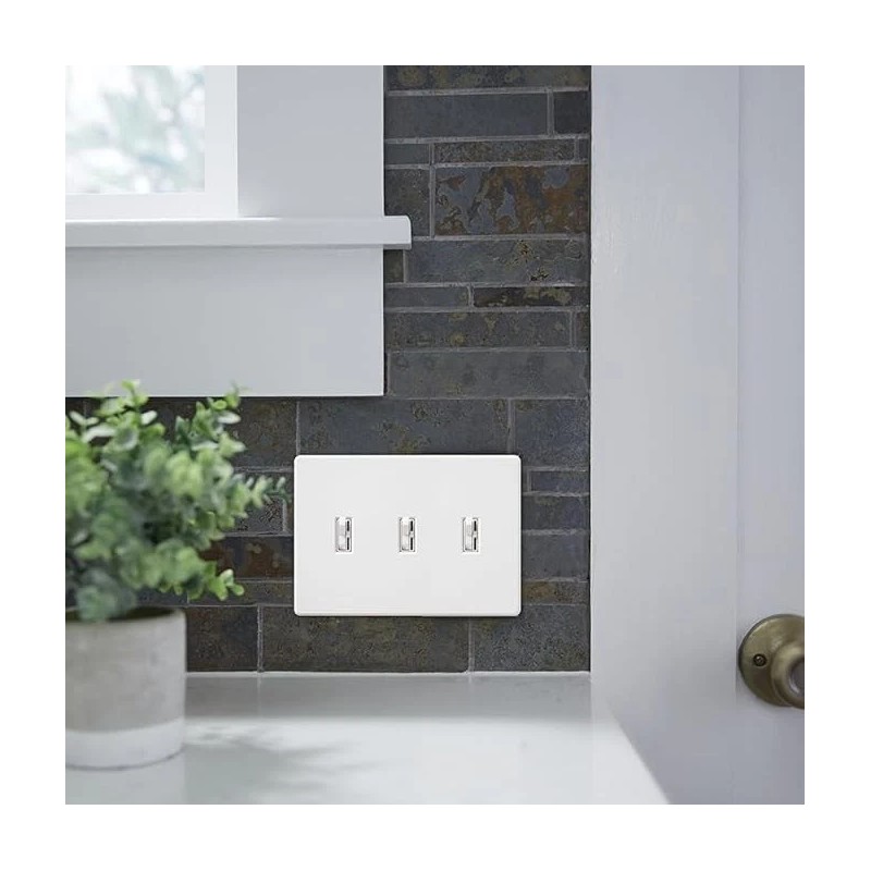 Lutron Fassada 3 Gang Wallplate, FG-3-WH, White
