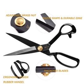 Dressmaking Scissors 24cm - Dressmaking Scissors for Cutting Fabric, Clothing, Leather, Raw Materials (Right-Handed Users)