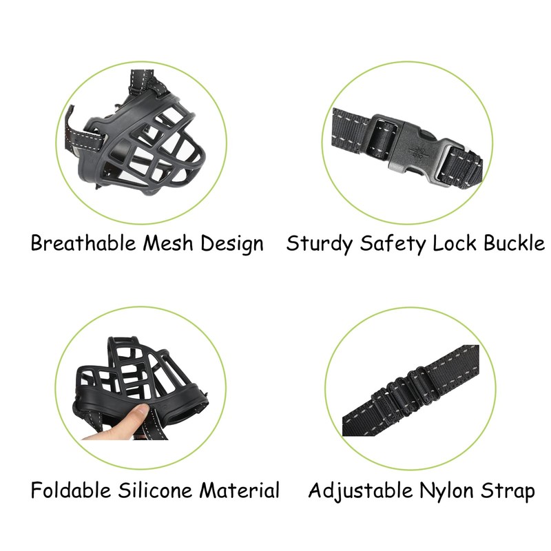 OHCOZZY Dog Muzzle, Basket Muzzle for Small, Medium and Large