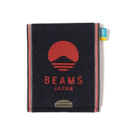 Beams Japan Small Items, Takada Textile x BEAMS Japan Bespoke Folding Logo Card & Coin Wallet Denim RED