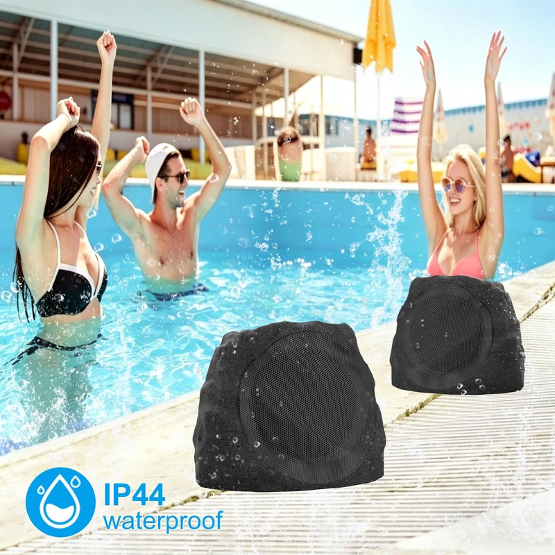 Outdoor Speakers Solar Powered & USB-C Rechargeable, Rock Speakers TWS