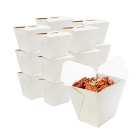 Klex 32 oz Chinese Noodle Take Out Boxes - Plain White To-Go Box Food Containers, 450 Count