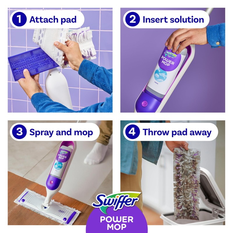 Swiffer PowerMop Multi-Surface Mop Kit for Floor Cleaning, Includes PowerMop,