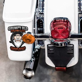 Grumpy Old Bikers Club Founding Member Never Happy Unless Riding 7 inch Decal for Cars, Trucks, Motorcycles, Boats & Laptops