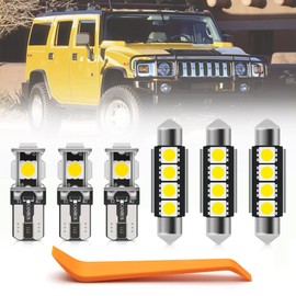 nsautolighting - Juego de 19 bombillas LED blancas para interior Hummer H2 2003-2009, guantera de cúpula de mapa