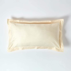 HOMESCAPES Damask Vanilla Cushion Cover 50 x 90 cm with Raised Seam and Satin Stripes, 100% Egyptian Cotton, 330 Thread Count