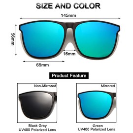 Long Keeper Polarised Clip on Sunglasses - Sunglasses Clip on Glasses for Men Women, Large Frame Clip-on flip up Sunglasses for Driving Fishing Outdoor