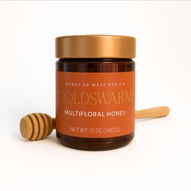 Goldswarm Premium Raw Honey – Pure & 100% Natural Multifloral Honey from West Africa, Award-Winning Taste 2025, Non-GMO, Traceable from Hive to Hand (12 oz Jar)