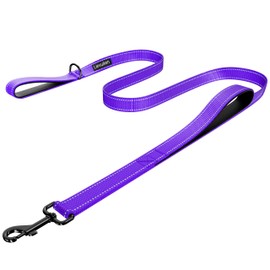 LIEVUIKEN Dog Leash 6ft Long, Double Handle Dog Leash for Safety Control Training, Heavy Duty Dog Leads with Traffic Padded Handles, Reflective Leashes for Small Medium Large Dogs(6ft, Purple)