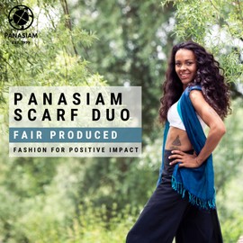 PANASIAM Two-tone scarf, finely woven scarf, stole made of soft cotton, multifunctional scarf, women's scarf or men's scarf, Taupe Yellow