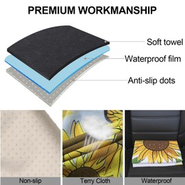 Hirritale Waterproof Car Seat Cover for Front Seats, Protector for Cars SUVs Trucks, Sweat Towel Seat Covers Bucket for Gym,Workout,Beach,Hiking,Running and Swimming (Sun Flower, 2PCS)