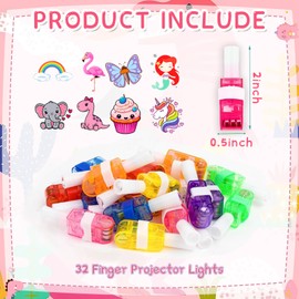 Yizeda 32PCS LED Finger Lights Girls Party Favors for Girls Birthday Goodie Bags Stuffers Butterfly Candy Elephant Pink Dinosaur Party Classroom Prizes Pinata Goodie Bag Stuffers Gifts