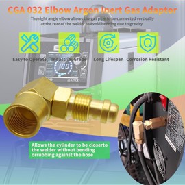 WVIOUOPU Upgraded AW-407/CGA 032 Nut/NIP - 032 Body 90 Deg Welder Connector Elbow Argon Inert Gas Adaptor Compatible with Everlast MIG Welder TIG