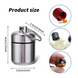 ASTER Pack of 4 Metal Pill Box Small Pill Box Key Ring Mini Capsule Pill Box Waterproof Tablet Box Portable Pill Box for Travel Camping Fishing Storage (4 Colours)