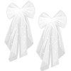 AYNKH 2Pcs Bridal Hair Bow Veil Pearl, White Bow Hair