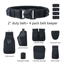 ZGJINLONG Duty Belt w/Utility Belt Law Enforcement Police Molded Pouches Kit ，Nylon Tactical Officer Security Guard Belt 4 pack Belt Keeper