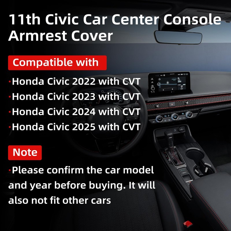 Femibon Car Center Console Armrest Cover Compatible with Honda Civic