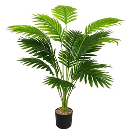 Zelihrdu Künstliche Areca Palme Kunstpalme Groß, Tropische Kunstpflanzen wie echt, Künstliche Pflanzen im Topf für Innen Außenbereich Haus Büro Garten Moderne Dekoration (80cm Grün)