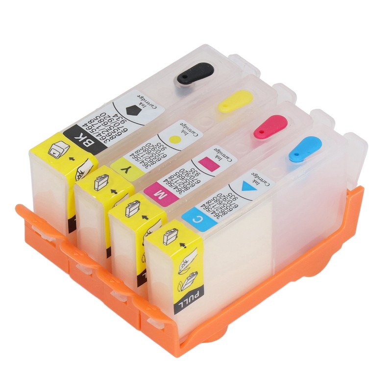 4 Pcs Ink Cartridge Black Blue Magenta Yellow Permanent Chip