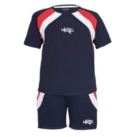 NOROZE Boys Pyjamas Contrast T-Shirt Shorts Set Kids Football Kit (9-10 Years, Navy)