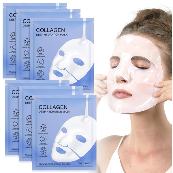 HUYEHF HUYEHF Collagen Face Mask, Hydrating Overnight Hydrogel Mask, Pore