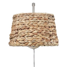 Golden Lighting Ryleigh 1-Light Swing Arm in Pewter with Woven Sweet Grass