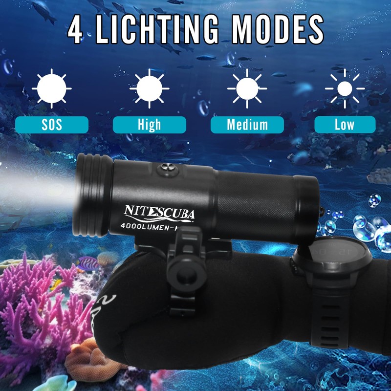 Nitescuba Scuba Diving Flashlights 4000 Lumen IP68 Waterproof Underwater Light