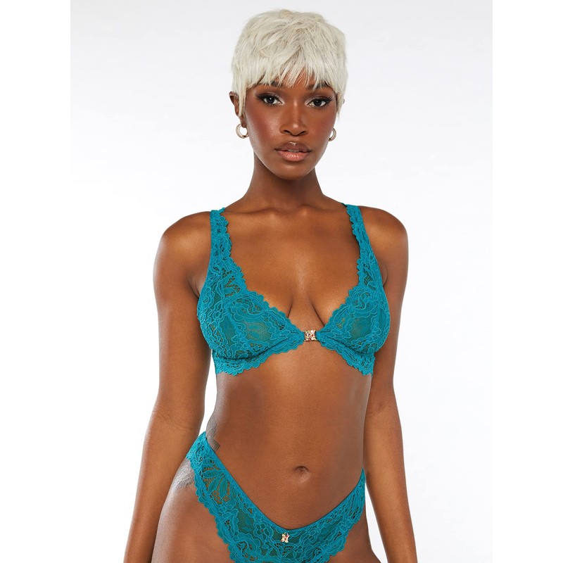 Savage X Fenty, Women's, Romantic Corded Lace Front-Closure Bralette, Laidback